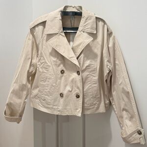 Calvin Klein Cropped Trench Jacket Sand Shell XL – NWT